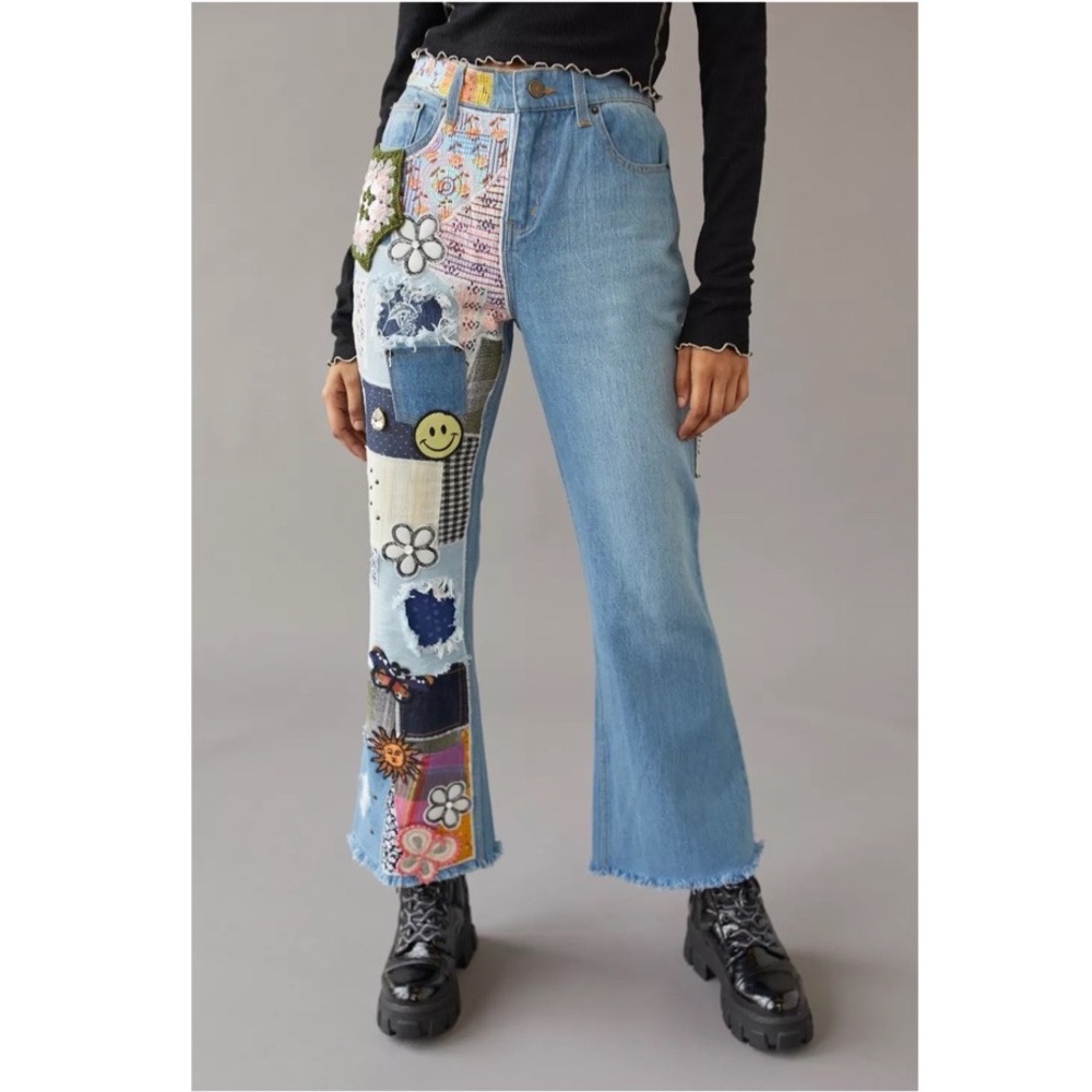 UO BDH High-Waisted Flare Jean Indigo Craft